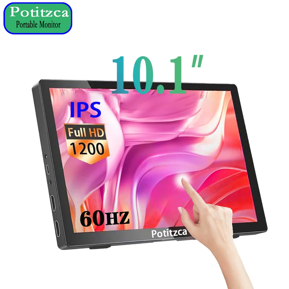 Monitor Portátil 10.1 “1920×1200 60hz pc Gamer Laptop pc Exibe Painel Ips Tela de Toque Hdmi Compatível com pc Raspberry