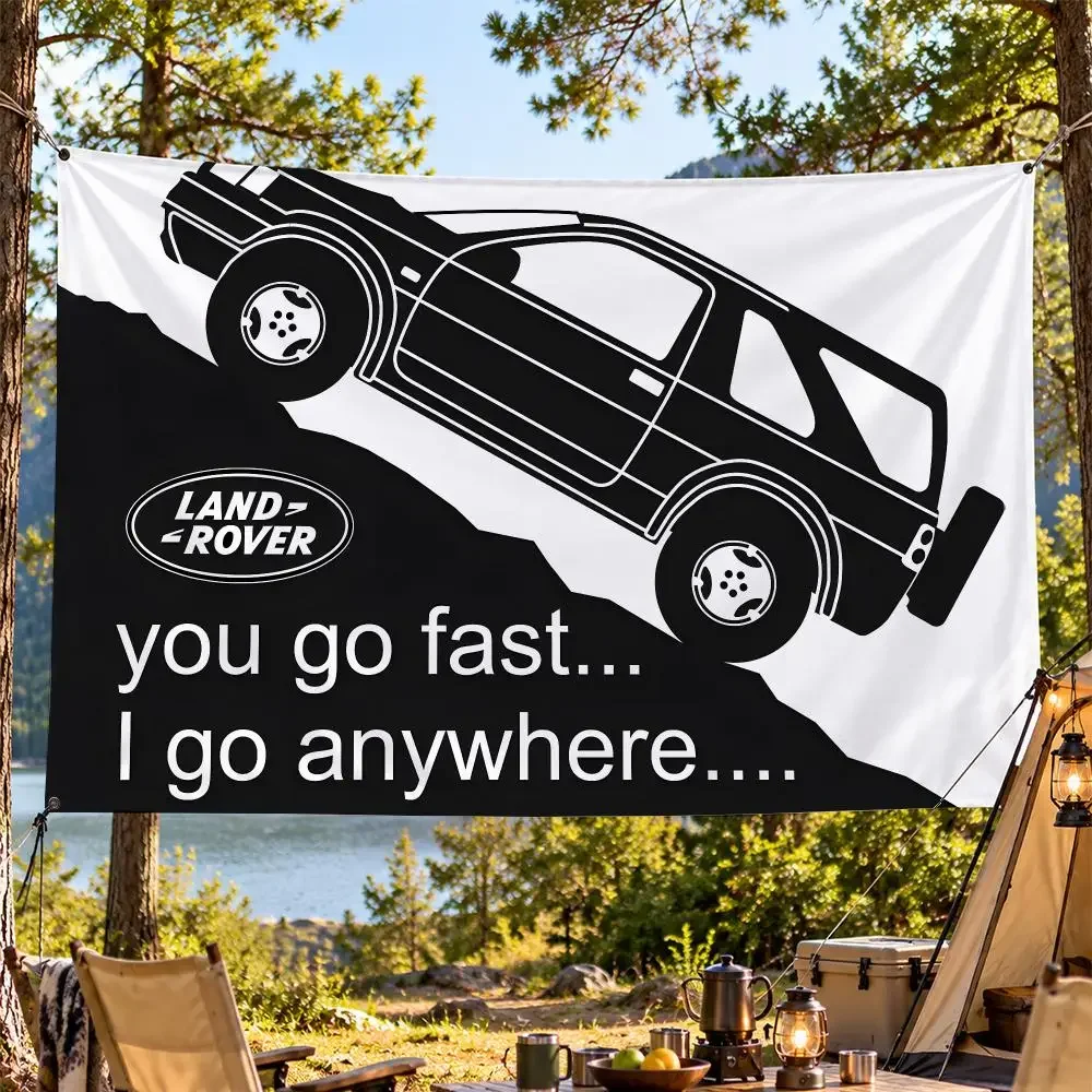 Car L-Land Rover Defender Classic Off Road Adventure Flags Wide Fabric Decor for Bedroom Dorm Gaming Garage Camping Porch Bar