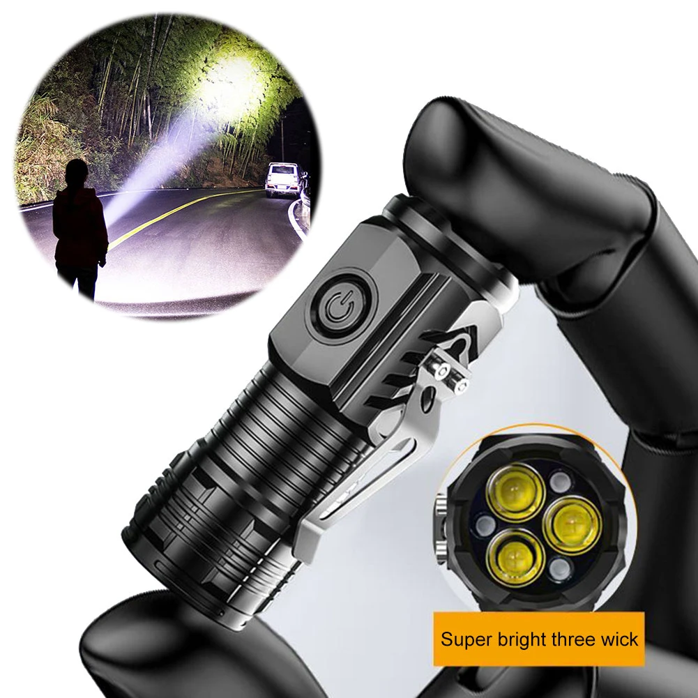 

3LED Super Bright Flashlight with Pen Clip Car Repair Working Lights Waterproof Camping Tent Lamp 500mAh for Outdoor Camping Use