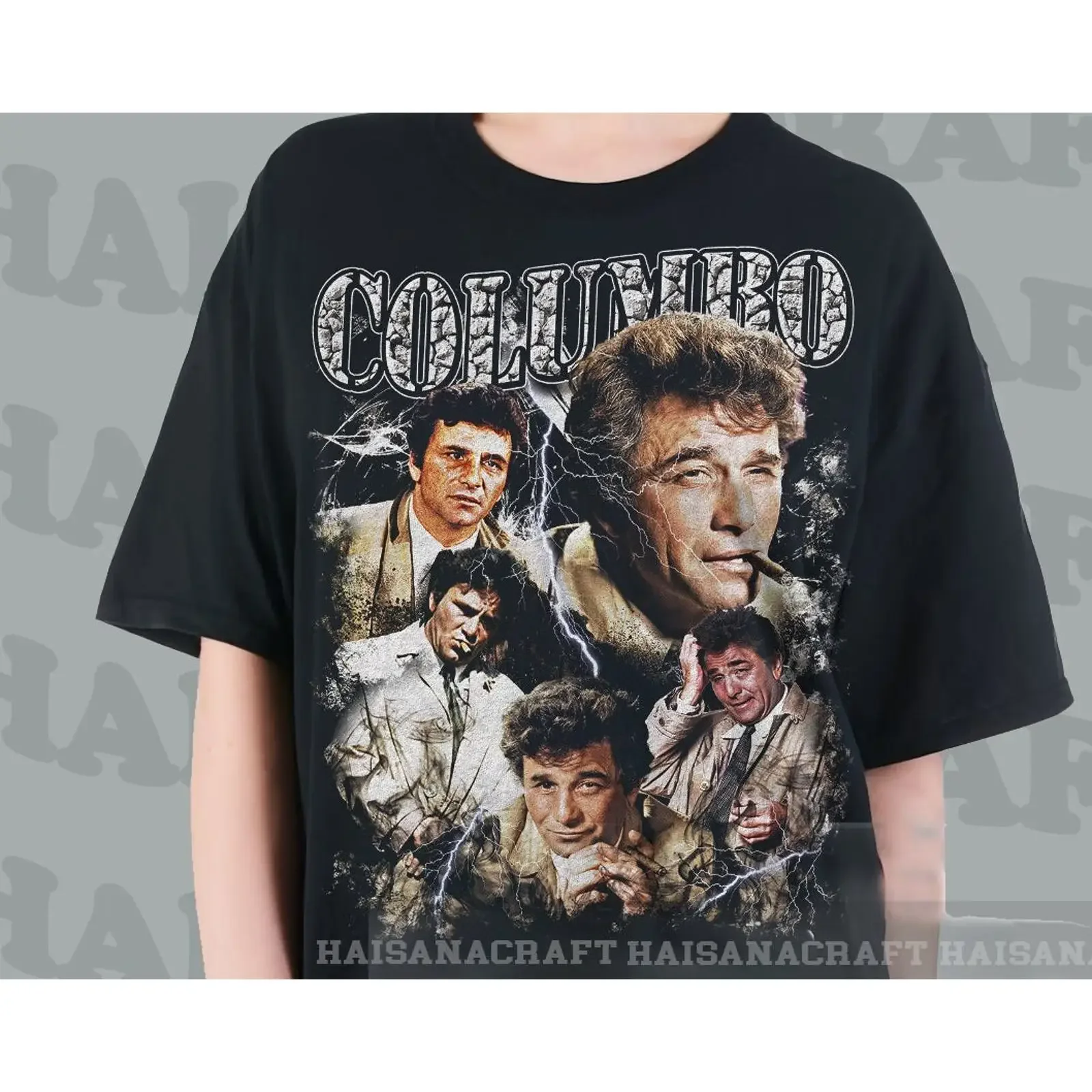 Camiseta vintage de la serie de televisión Columbo Peter Falk, camiseta retro de los años 70, 80 y 90, camiseta vintage lavada para uso diario, moda para hombre, transpirable