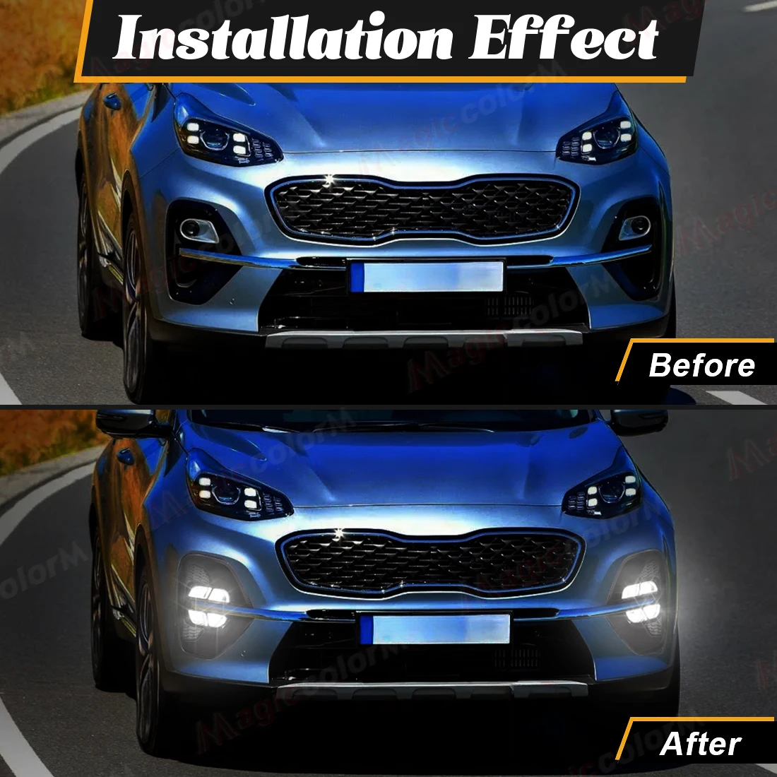 LED DRL لكيا سبورتاج KX5 2019 2020 الولايات المتحدة آسيا نوع النهار تشغيل أضواء سيارة مصابيح الضباب الأبيض النهار الجبهة الوفير المصابيح الأمامية