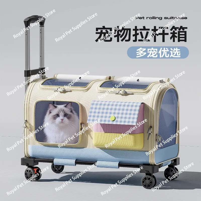 Cat bag pet travel oversized extended tie rod bag Macaron color pet  multi-pet travel essential