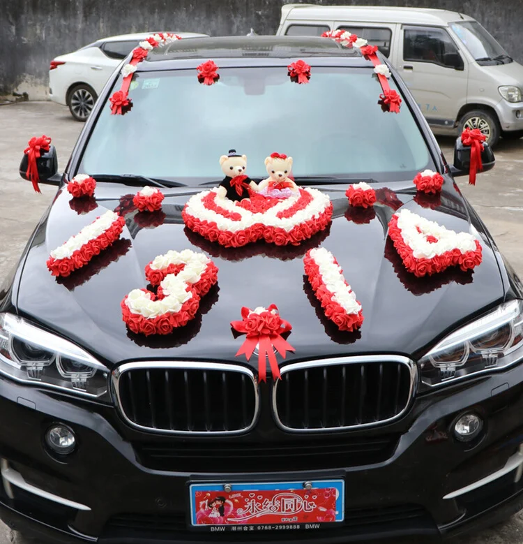 

Wedding car decoration, front flower and decal accessories