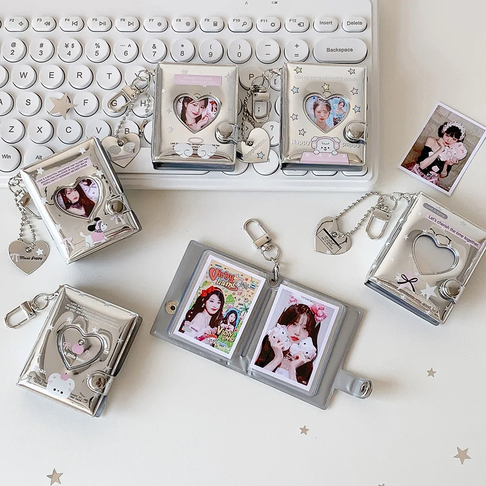 Cartoon Puppy Silver 2‑Inch Keychain Pendant Photo Album for K‑pop Collecting ID Photo Photo Sticker Card Book Gift view 3