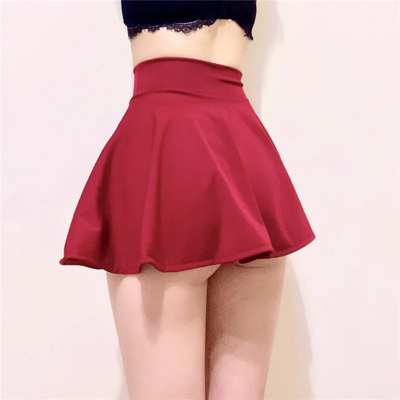 Women\'s Non-lined Short Pleated Skirt Opaque Dance Skirt Solid Color Outdoor Sexy Sweet Girls Dance Street Wear A-Line  Skirts