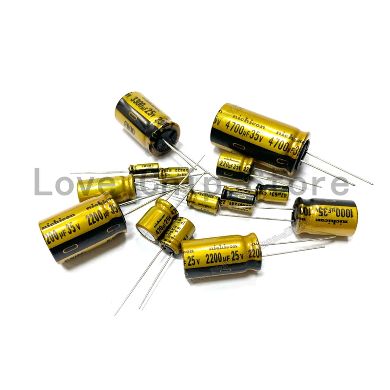 NICHICON FW Series Electrolytic Capacitors HIFI Audio Capacitor 16V 25V 35V 50V 63V 100V 1UF 10UF 2200UF 330UF 470UF 1000UF