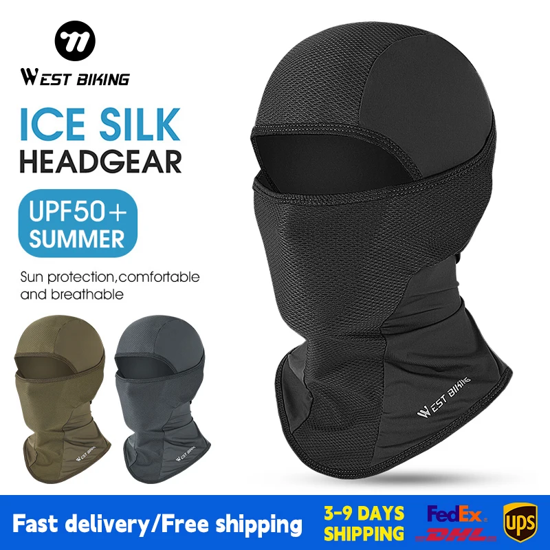 

WEST BIKING Summer Cycling Mask Ice Silk Breathable Anti-UV Balaclava Men Women Full Face Mask Motorcycle Running Sport Gear