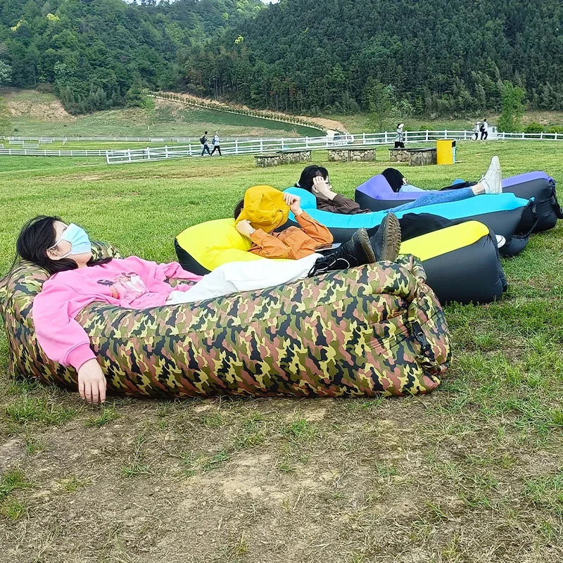 Camping Hiking Portable Foldable Inflatable Sleeping Mat Camping Single Air Mat Camping Travel Mattress Garden Beach Air Mat