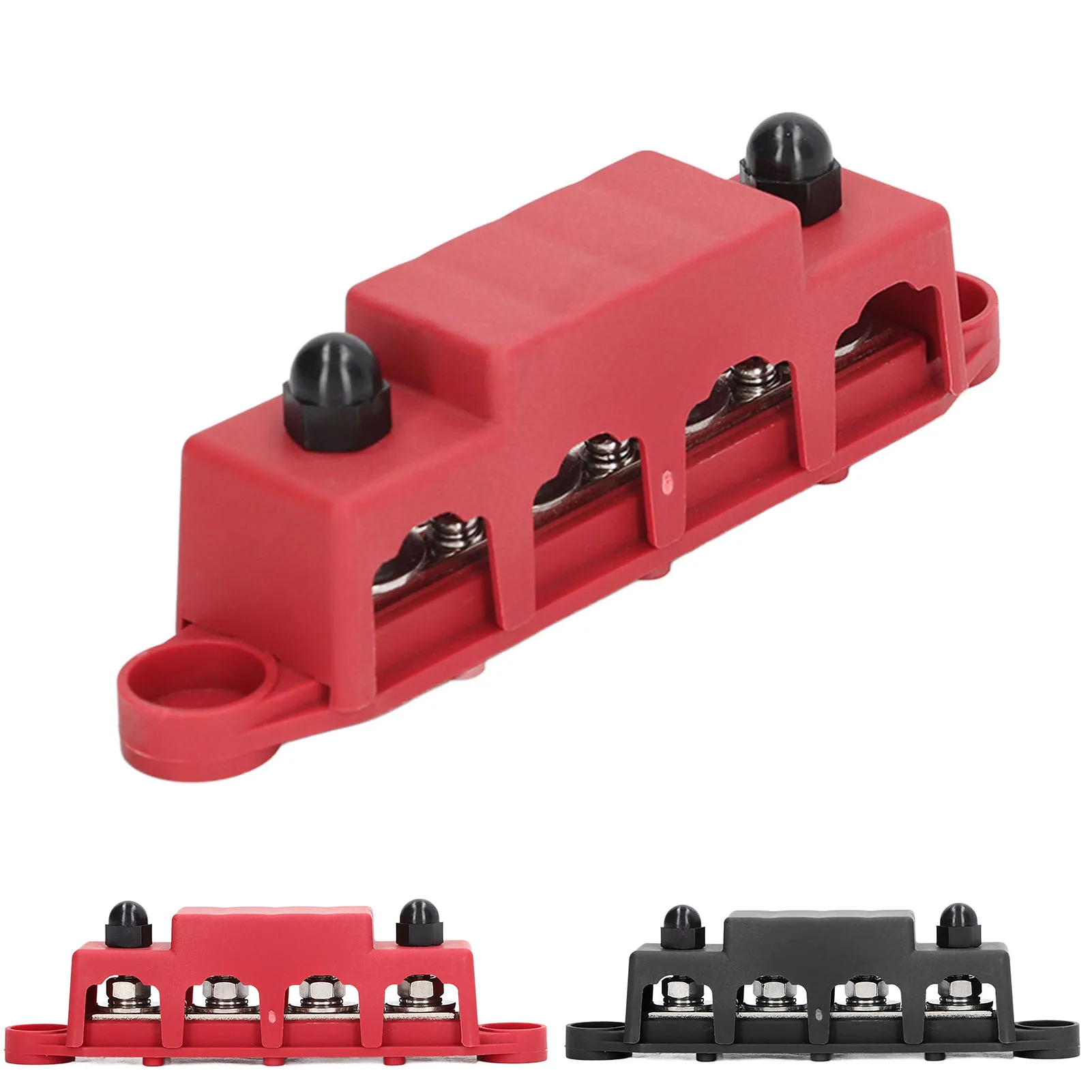 4 Post Power Distribution Block Bus Bar with Cover M8 Terminal Studs 250 Amp Rating for Marine Automotive RV Busbar Box