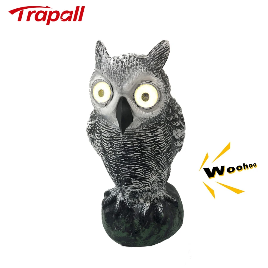 

Outdoor Garden Owl Decoy Solar Bird Deterrent Scarecrow with Flashing Eyes and Sound