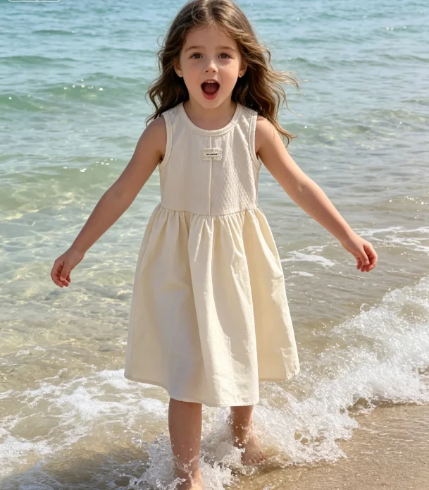 Girls Dress 2026 New Summer Korean Version of Foreign Style Vest Skirt Temperament White Sleeveless Skirt Girls' Clothing