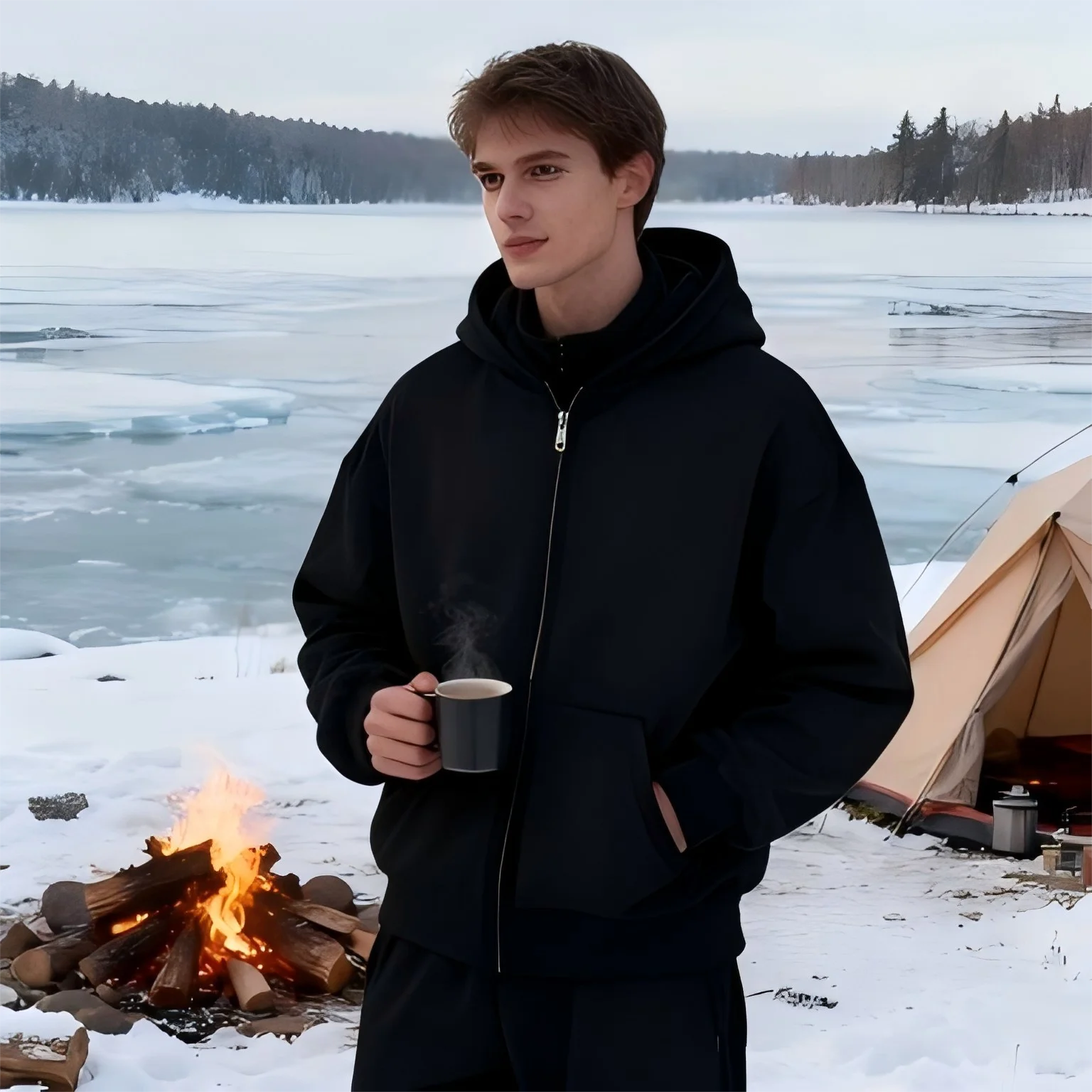 2026 New Men and women Balaclava Y2K Gothic Harajuku winter item double hooded sweatshirt men's hooded mask zipper sportswear