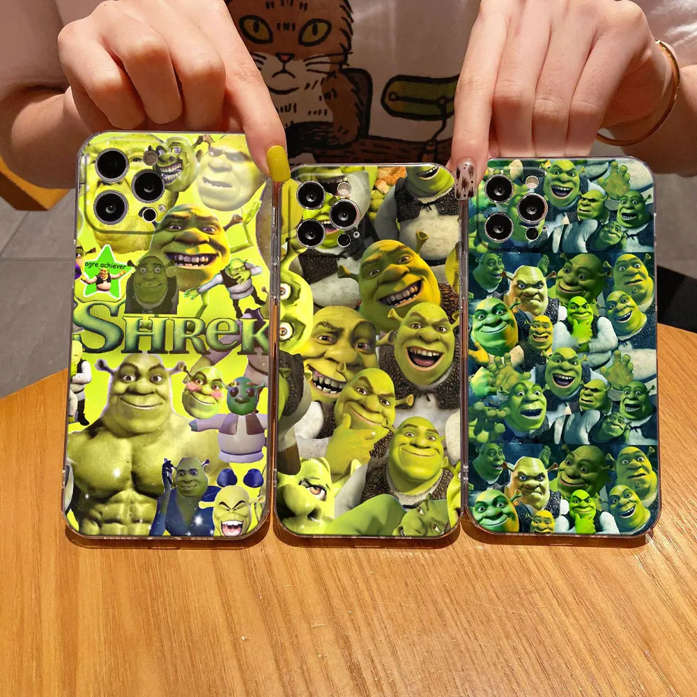 

Cartoon Shrek Art Funny Movie Phone Case For iPhone 11 15 14 Pro Max 12 13 Mini 16 Pro Plus X XS 8 7 Cover Soft Transparent Case