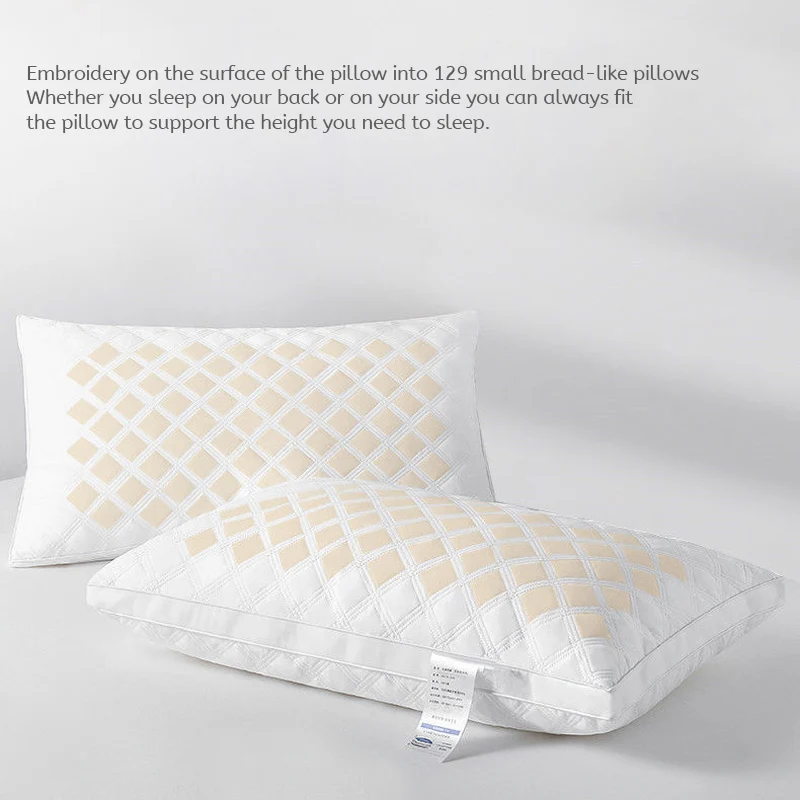 Bedroom Bed Sleep Cervical Pillow Middle-high Pillow Core Frosted Thickened Machine Wash Quilt Cover White 5star Hotel Home