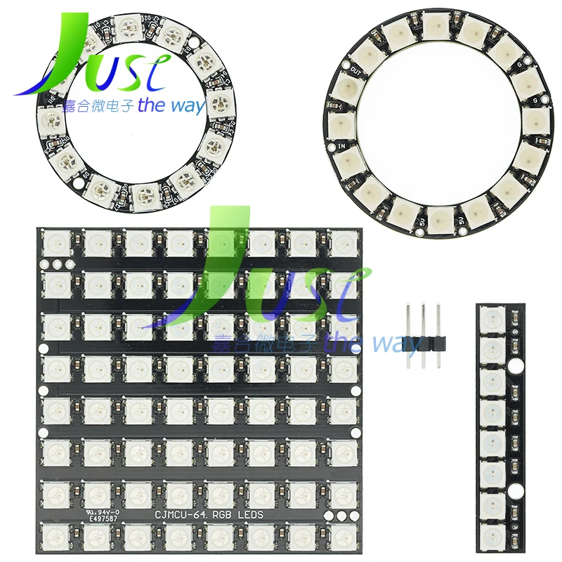 8 16 64 Channel WS2812 WS2812B WS 2811 5050 RGB Lamp Panel Module 5V 8Bit 16Bit 64Bit 8X8 Rainbow LED Precise