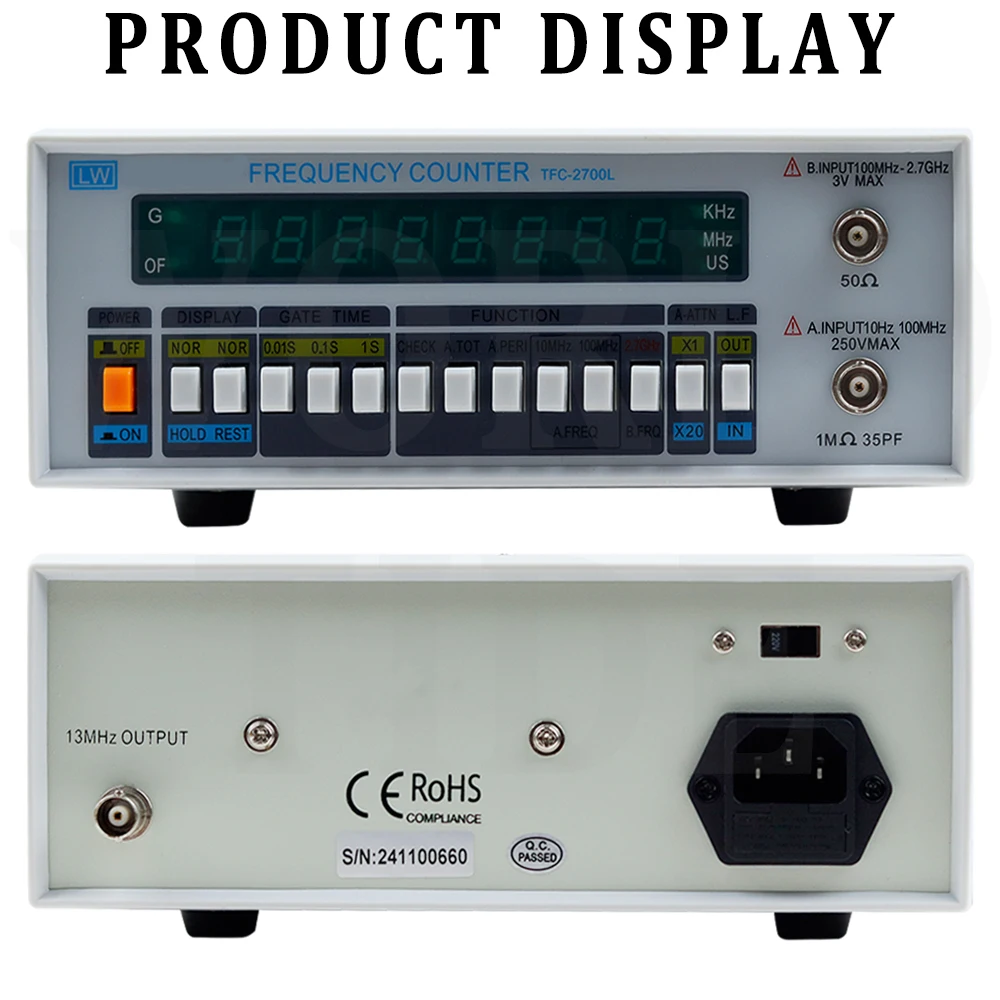 High Precision Frequency Meter 10HZ1GHZ Eight Digit Number Input Channel A 220V TFC-2700L 100MHz-1GHz Multi functional