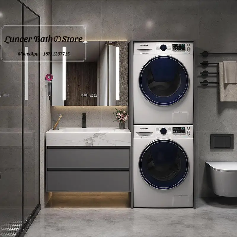 Slate washing machine cabinet group cabinet washstand with smart mirror combination