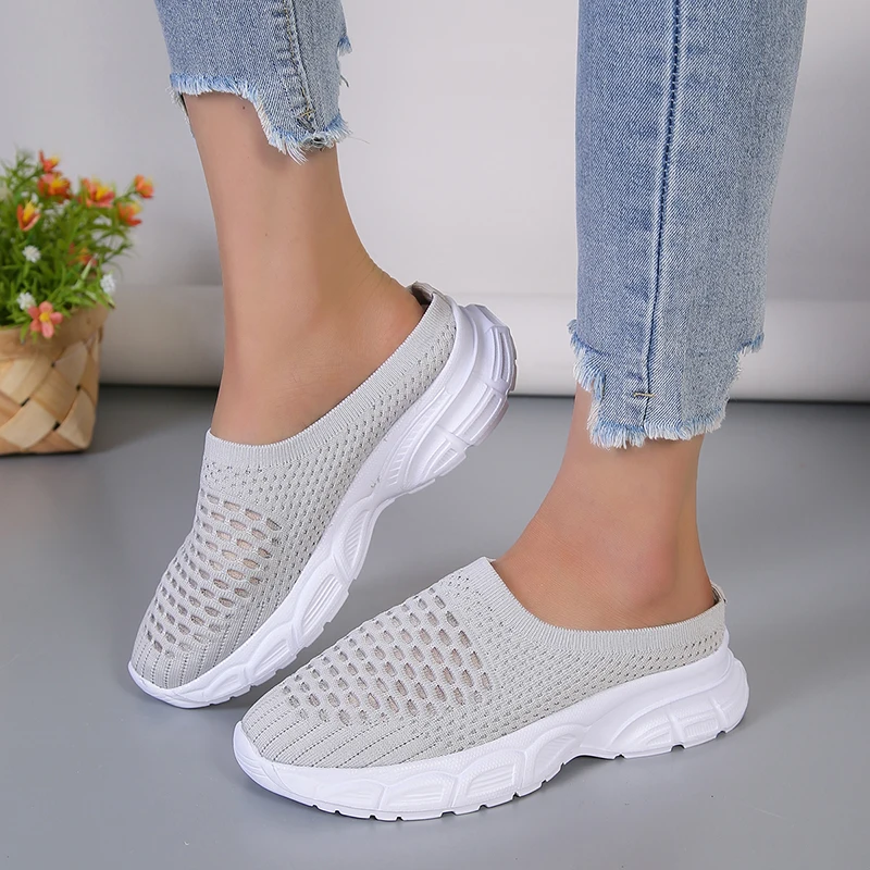 Shoes for Women Slip-on Women\'s Slippers Summer Platform Outdoor Walking Ladies Mesh Shoes Breathable Casual Female Flats