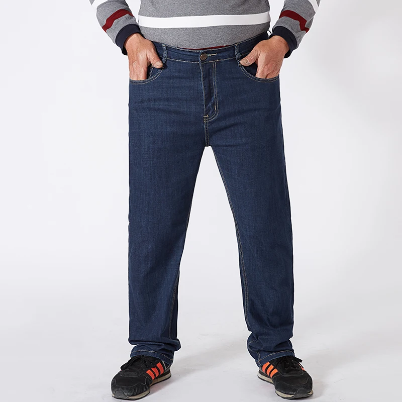 جينز دينم للرجال مقاس كبير 30-48 50 52 54 56 300 كجم سراويل عمل عصرية غير رسمية مرنة فضفاضة مستقيمة طويلة مقاس كبير #3