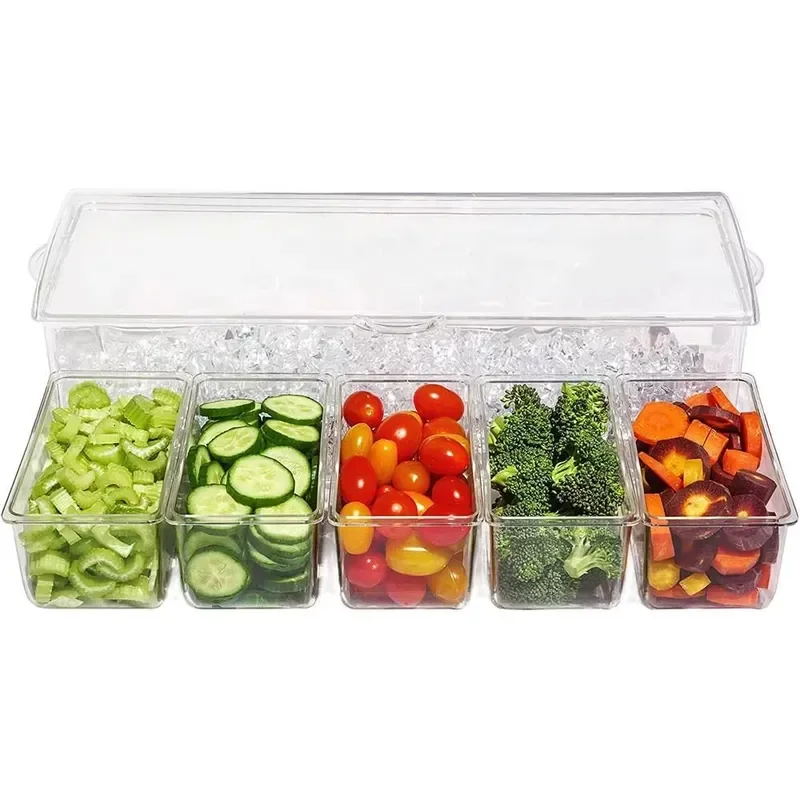 Plastic and PET Seasoning Tray with Decorative Ice Box for Serving Drinks and Snacks Glam Bar Accessories