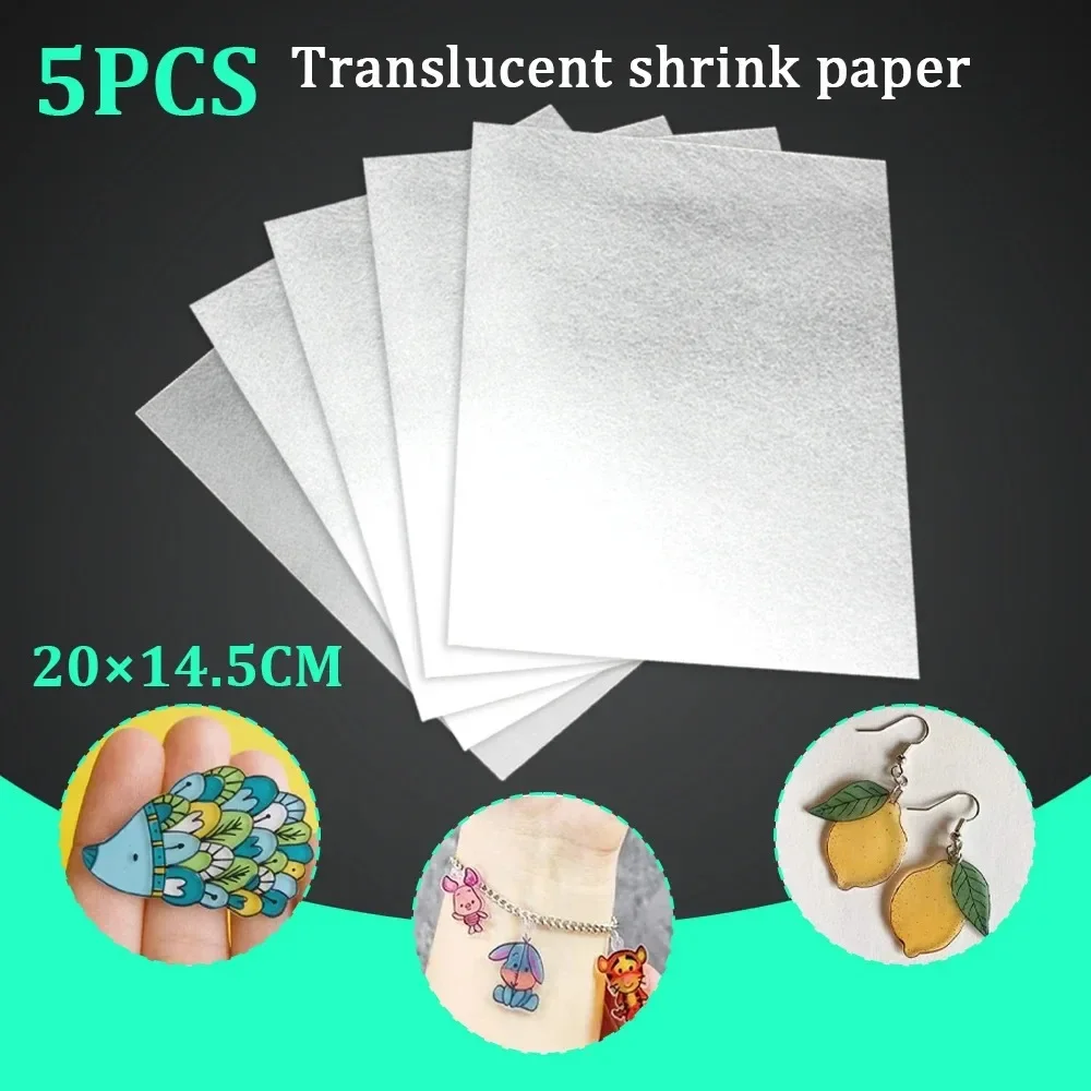 5Pcs Shrink Plastic Sheets Fun Thermal Heat Shrink Film Translucent Sheets Blank Shrink Art Film Paper For DIY 14.5x20cm image 3