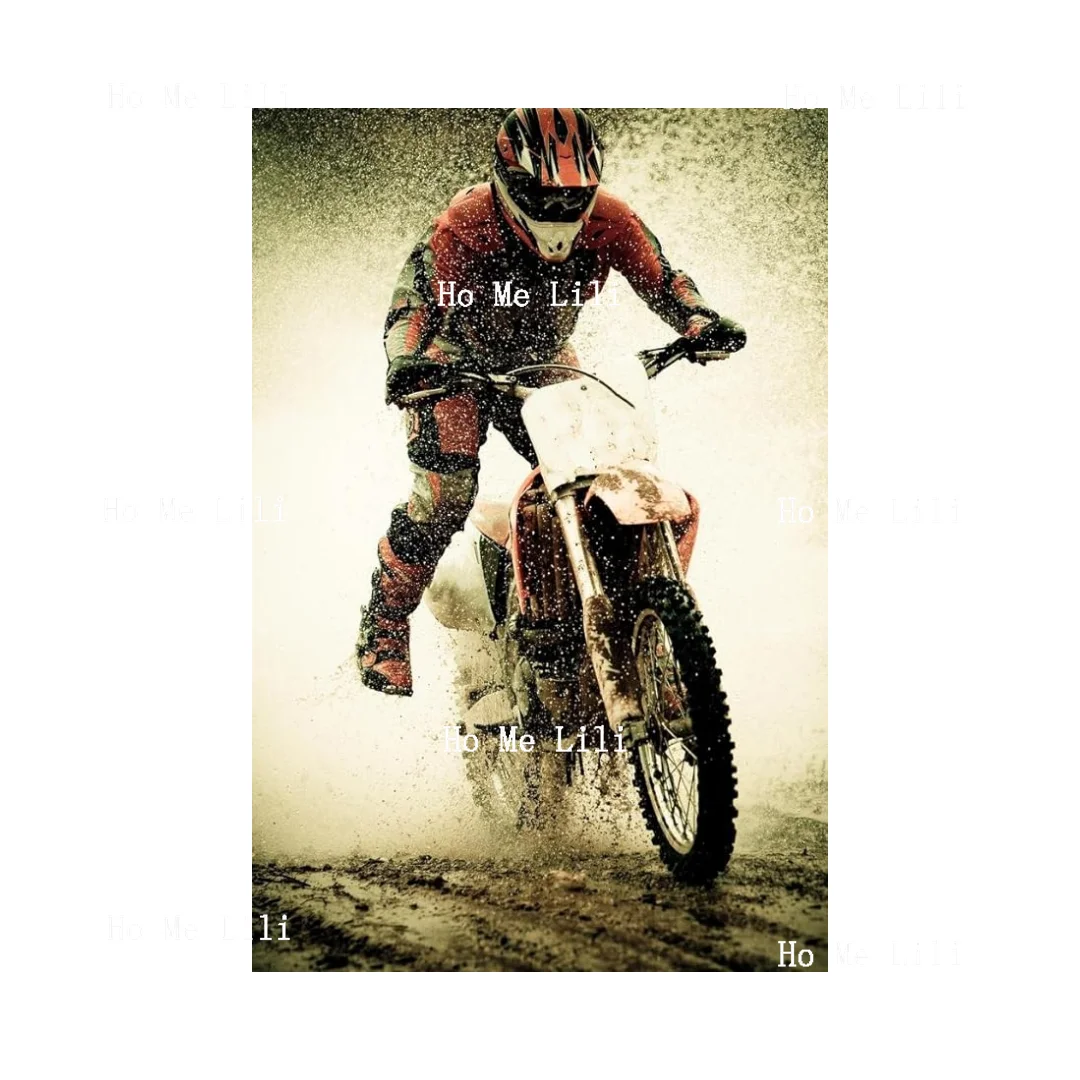 Dirt Bike Rider Splashing Water Photograph Cool Wall Decor Art Print Poster Vintage Metal Bathroom Sign