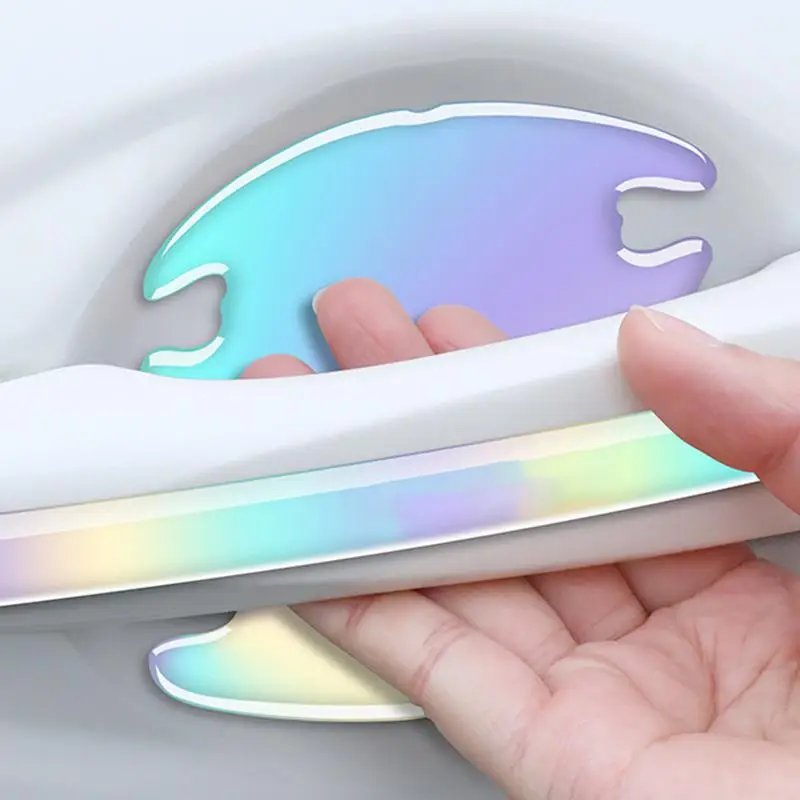 Car Door Handle Protector Car Door Scratch Protector 4 Set Protective Colorful Decorative Sticker Weather Resistant Exterior