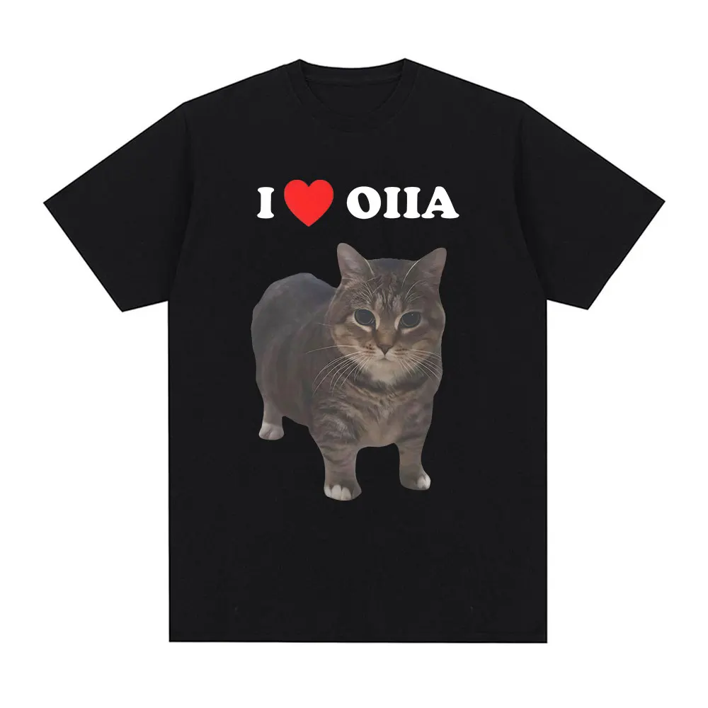 Spinning Cat Meme Lustiges I Love Oiia T-Shirt für Männer und Frauen Harajuku Mode Kurzarm-T-Shirt Herrenkleidung T-Shirts Streetwear