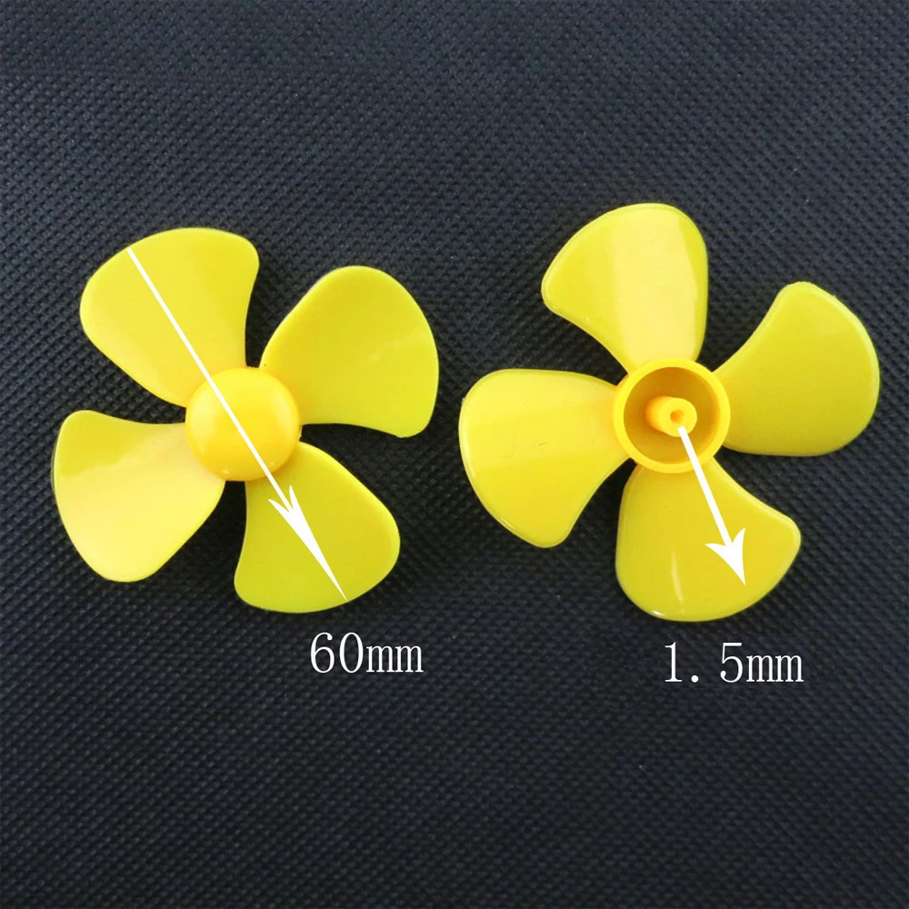 

4-blade Propeller Fan Blade 60MM Fit 2MM Shaft Motor for Model Making Wind Car Small Fan Underwater Robot DIY Helicopter 10PCS