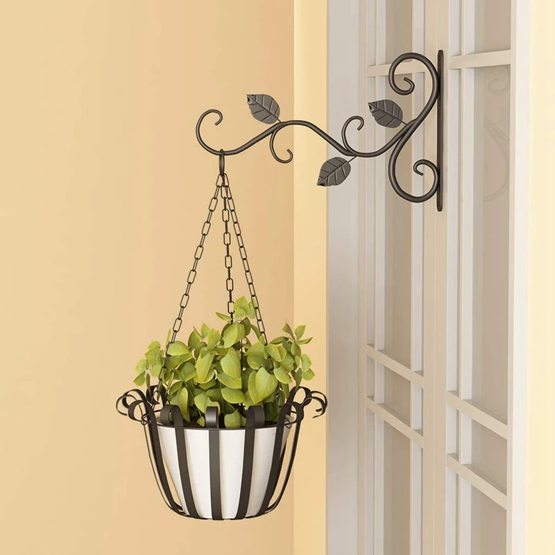 European Style Wall Hanging Flower Pot Support Bracket Hook Iron Hanger Plants Holder Balcony Home Decor