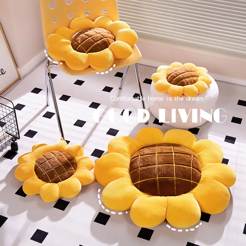 35-70cm Nice Stuffed Sunflower Plush Plant Seat Cushion Flowers Decor Pillow Props for Sofa Chair Indoor Floor Girls Gift