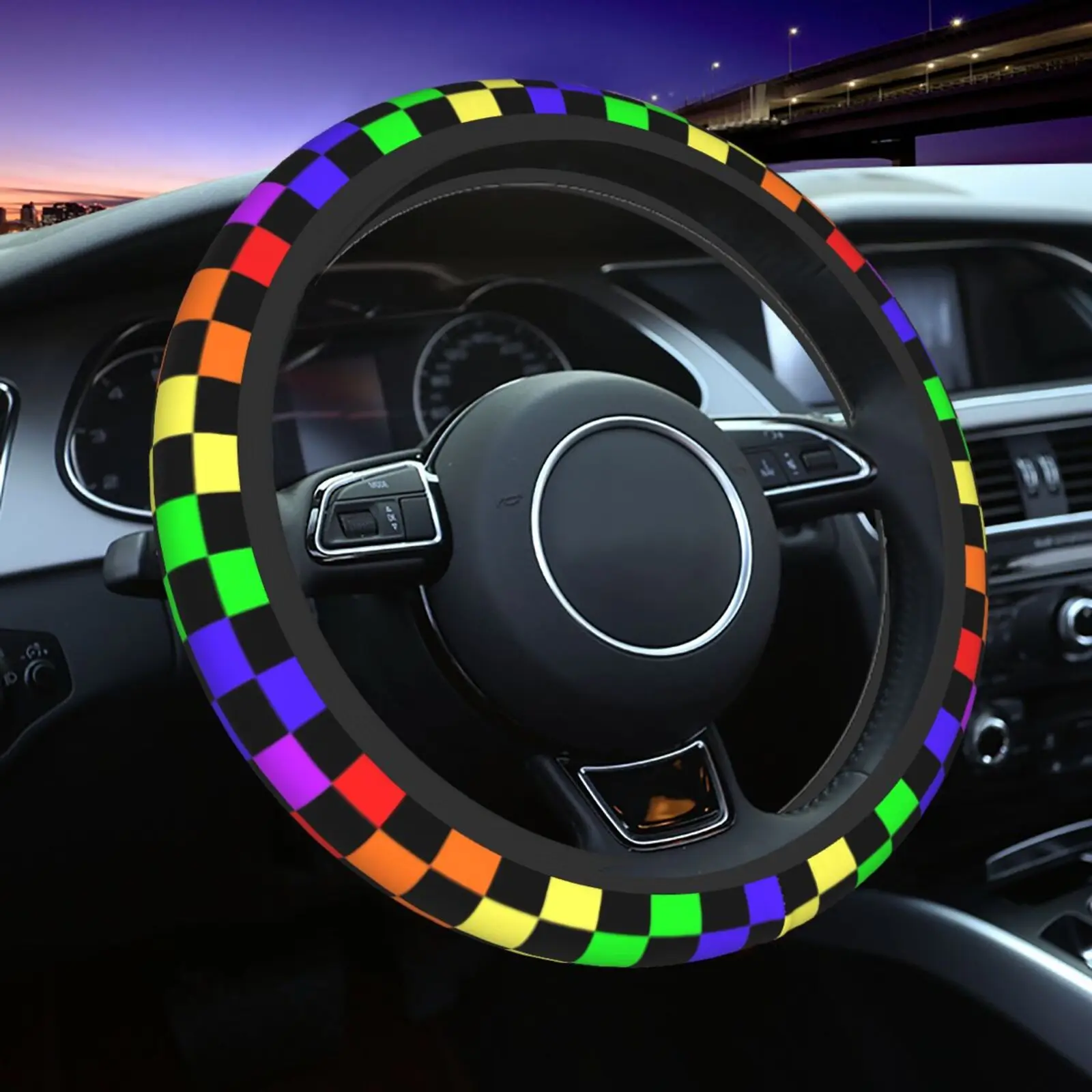 Bohemian Aztec Geometric Pattern Car Steering Wheel Cover Soft Comfy Protective Decoration  Automotive Supplies for 15Inches