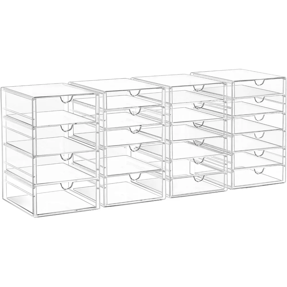 Conjunto organizador acrílico de 21 gavetas - armazenamento empilhável transparente para escritório, maquiagem, joias