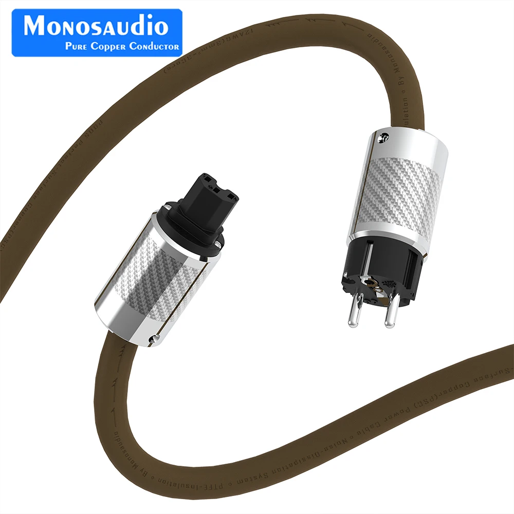 

Monosaudio P905 High End Square Perfect Surface Copper Conductor Audiophile AC Power Cable with Carbon Fibe Rhodium Plated Power