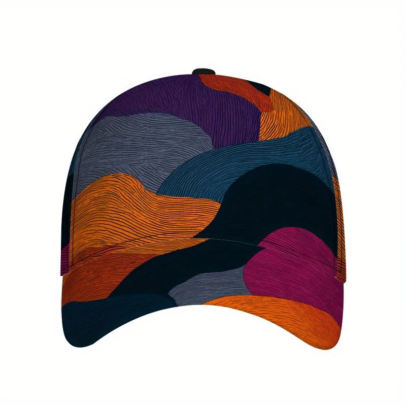 Autumn Waves Design Snapback Baseball Cap a Hat Featuring a Full-Body Vibrant Print Perfect for Running Sports And Street Style