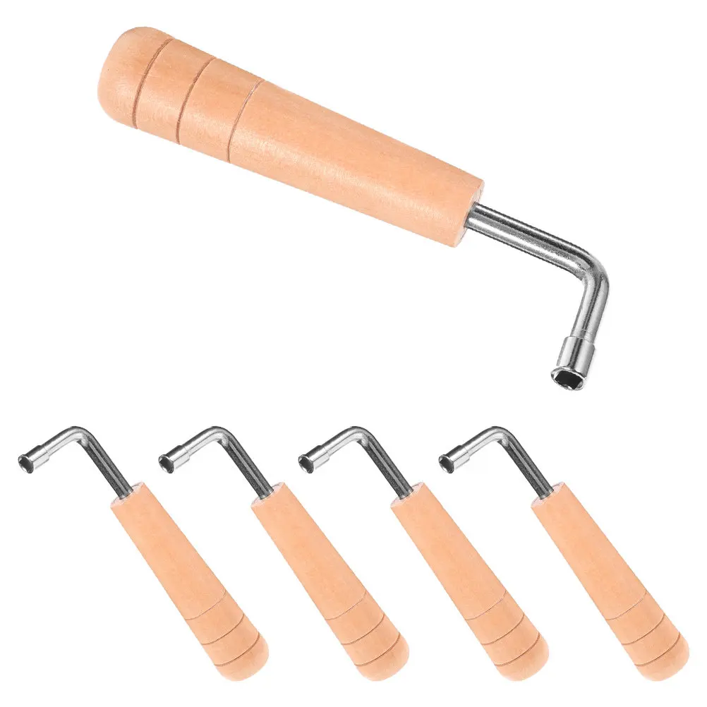 5Pcs Lyre Harp Tuning Tool Comfortable Wooden Handle Lightweight Compact Portable for Travel Home Use Accurate Tone Tuning