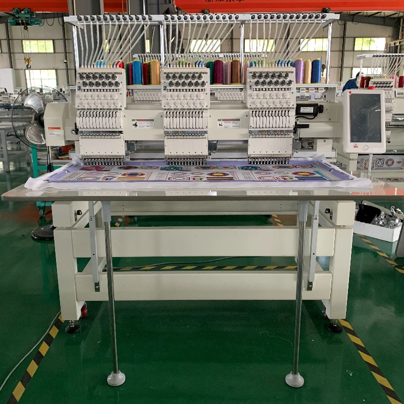 

3 Head 12/15 Needle Embroidery Machine New Condition for Tshirt & Hat Embroidery