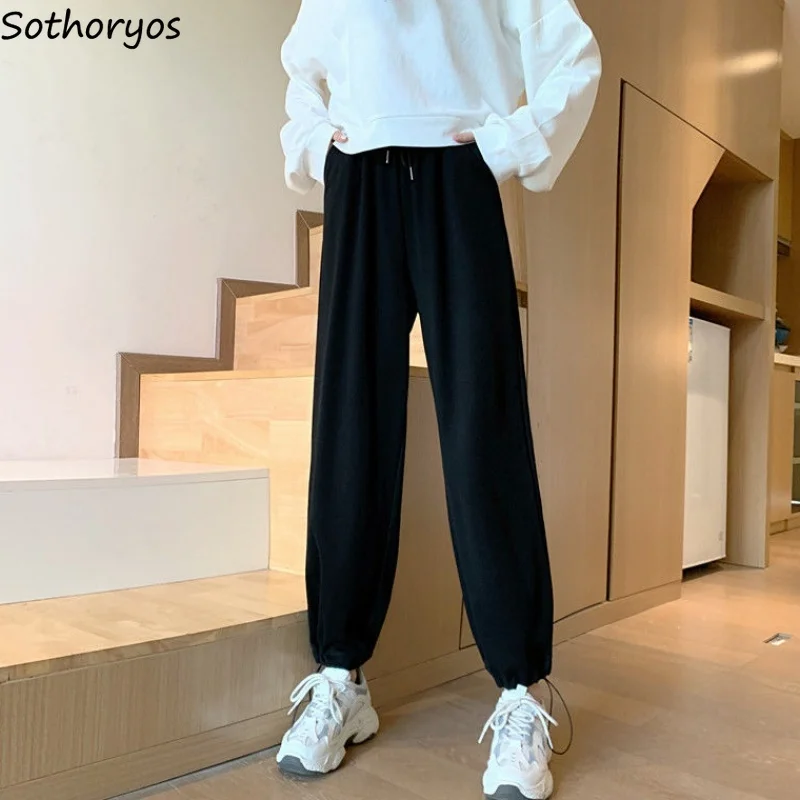 

Casual Pants Women Solid Simple Loose Drawstring High Waist Cool Trendy Chic Leisure Stylish S-6XL Cozy Joggers Sweatpants Ins