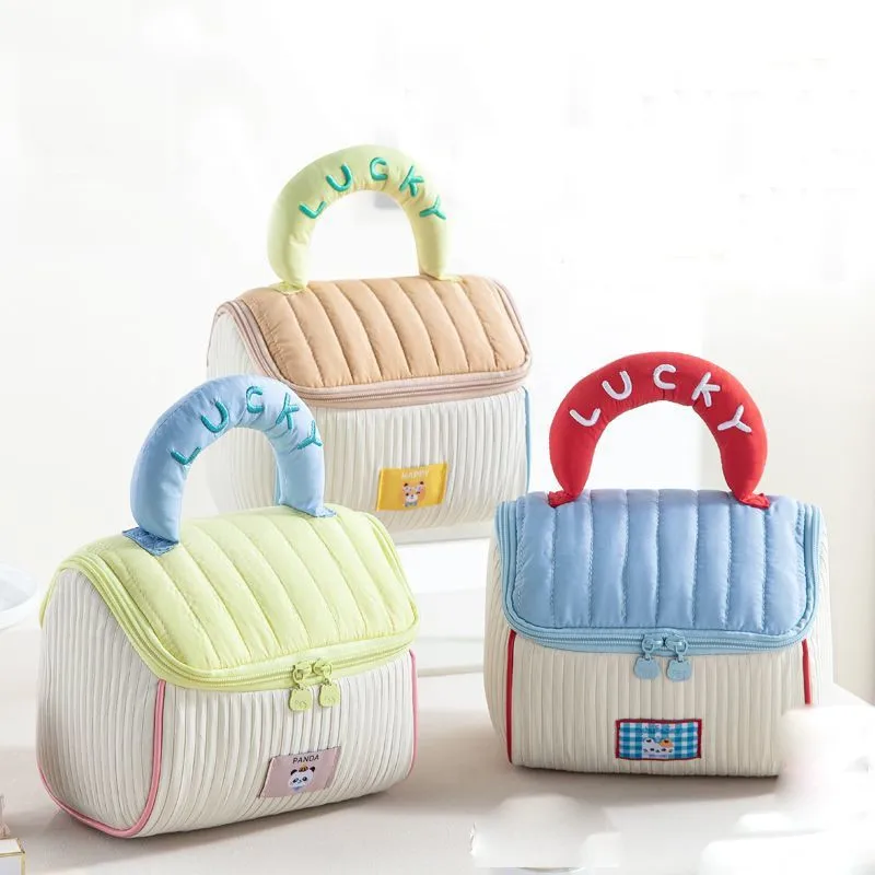 Cute House-Shaped Portable Handheld Lunch Bag Children's Travel Portable Handbag Students Large Capacity Storage Lunch Bag LJ097