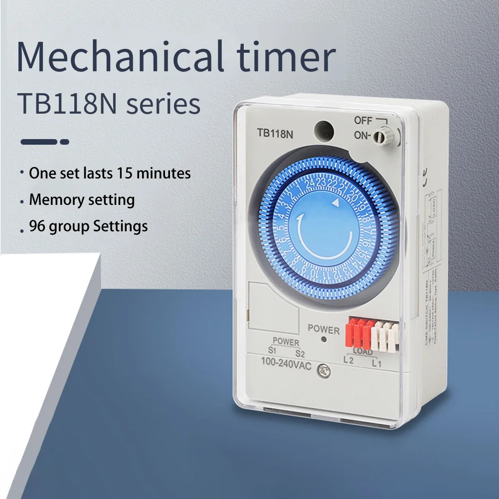 

AC Timer 24 Hour Timer Power Failure Compensation Reliable Data Storage 110-240VAC Voltage 24 Hour Mechanical Timer