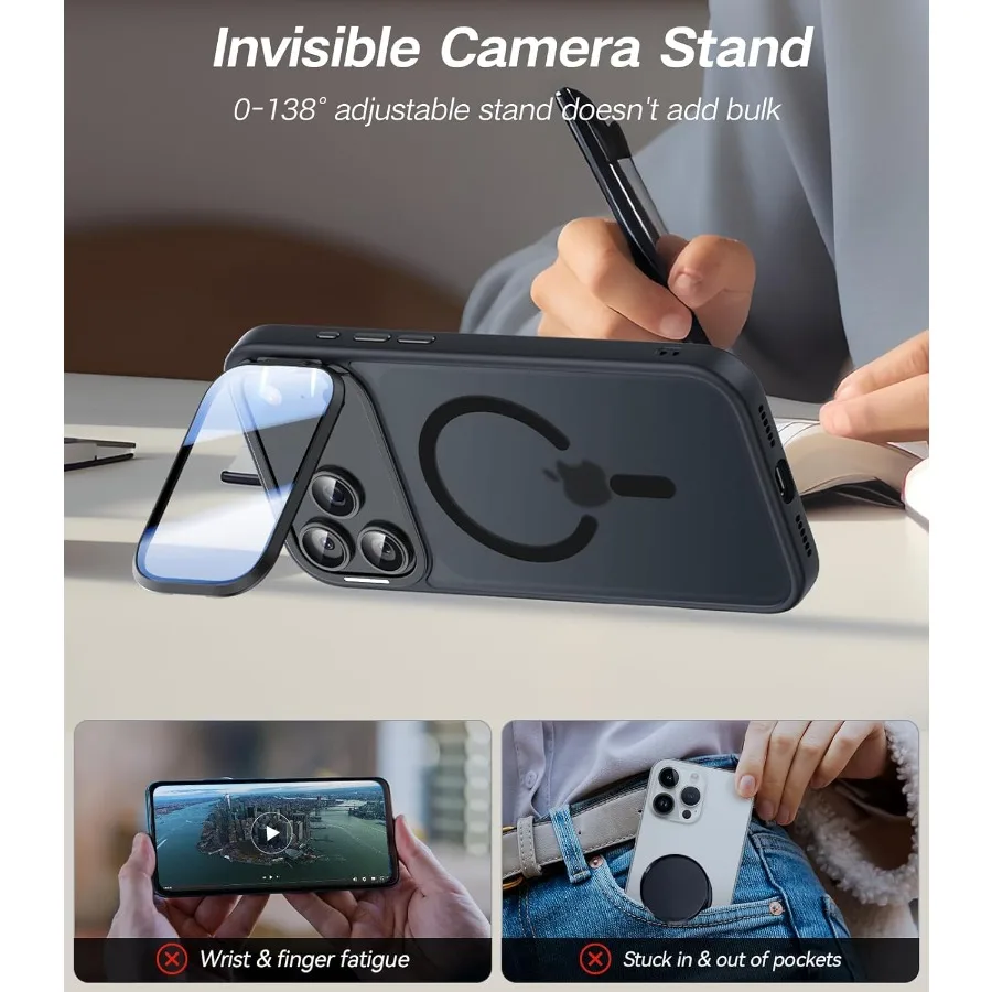 حافظة حماية كاملة مطورة لهاتف iPhone 17 Pro Max مع غطاء كاميرا مناسب لحماية MagSafe 10FT Mil-grade Tr