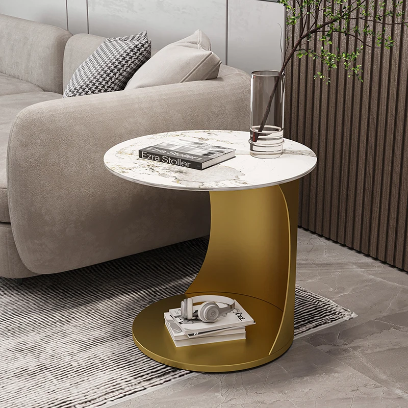 Light Luxury Modern round Pandora Stone Plate Coffee Table Designer High-Grade Bedside Table Small Coffee Table