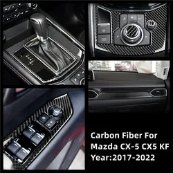 Carbon Fiber For Mazda CX-5 CX5 KF 2017-2022 Knob Gear Shift Box Cover Moulding Trim Decoration Frame Interior Car Accessories