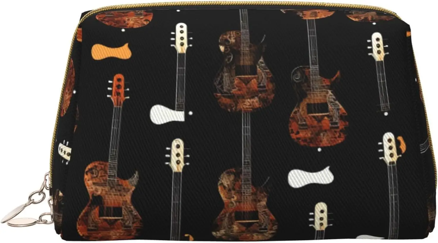 

Art Guitar Pattern Print Print Cosmetic Bags,Leather Makeup Bag Small For Purse,Cosmetic Pouch,Toiletry Clutch For Women Travel