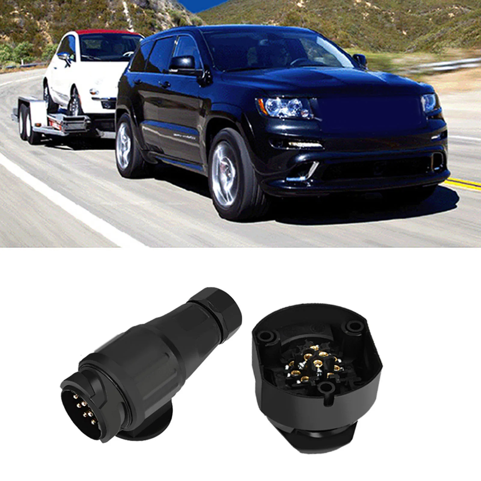 12V 13Pin Trailer Plug Socket Connector Adapter Bracket for Trailer Caravan Towing Towbar Trailer Socket