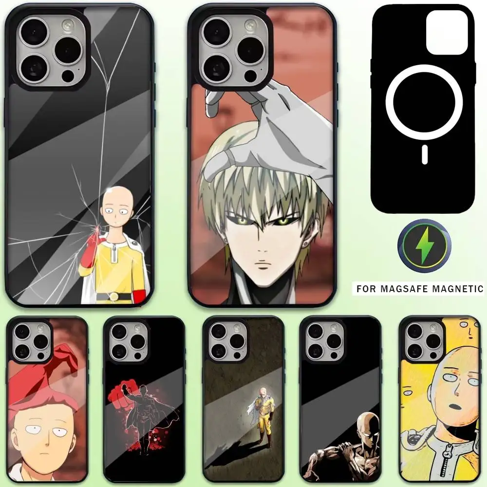 

Anime O-One P-Punch Man Phone Case For iPhone17,16,15,14,13,12,11 Plus,Pro Max Magnetic For Magsafe Wireless Charging