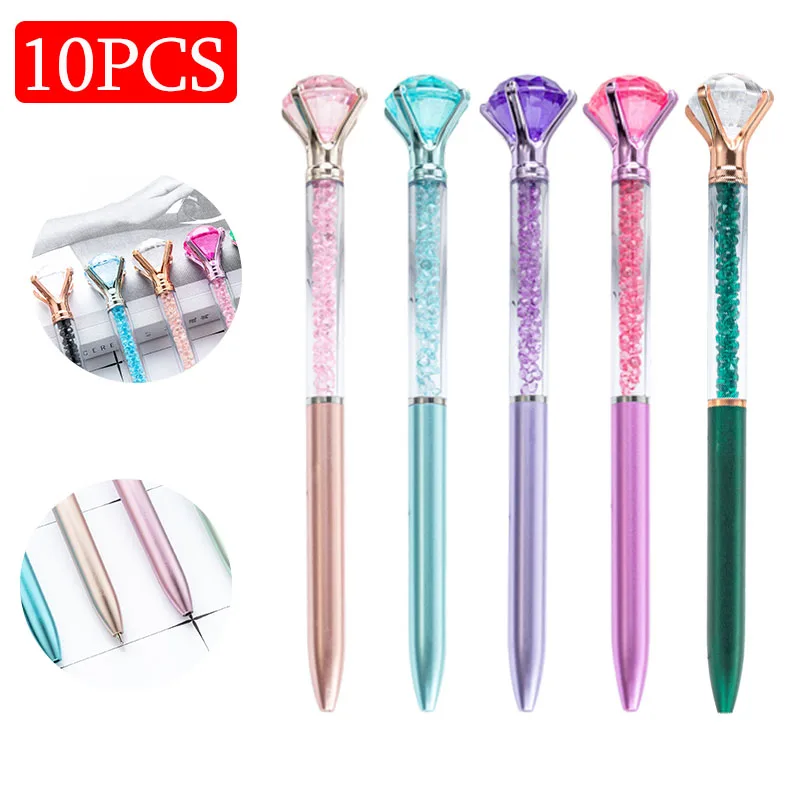 

10pcs Creative Multicolor Diamond Plastic Ballpoint Pen Office Hotel Advertising Gift Ballpoint Pen Stationery