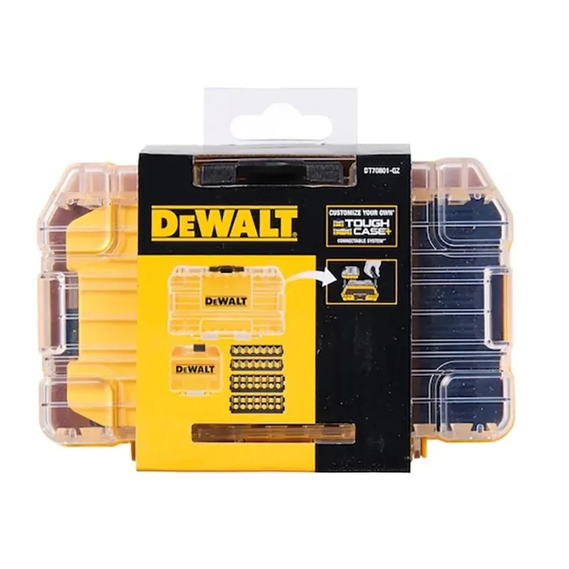 DEWALT รุ่น DT70801 TSTAK, กล่องแข็งแรงทนทาน, ช่องเก็บสกรู, ที่เก็บดอกสว่าน, สว่านไฟฟ้าแบบล็อคได้และวางซ้อนกันได้, กล่องเก็บเครื่องมือ