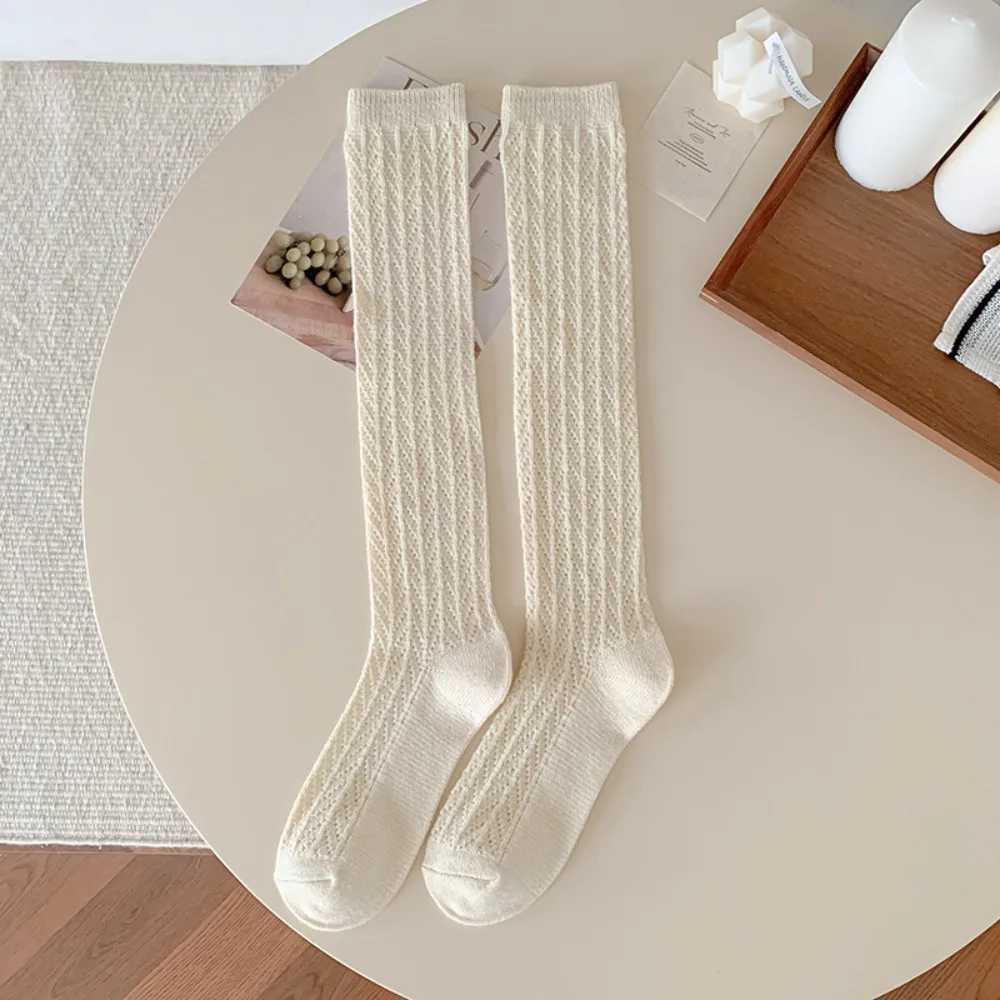 

New Knitted Hollow Calf Socks Warmth Breathable Stacked Long Tube Socks Harajuku Street Casual Mid Tube Socks Women Girls