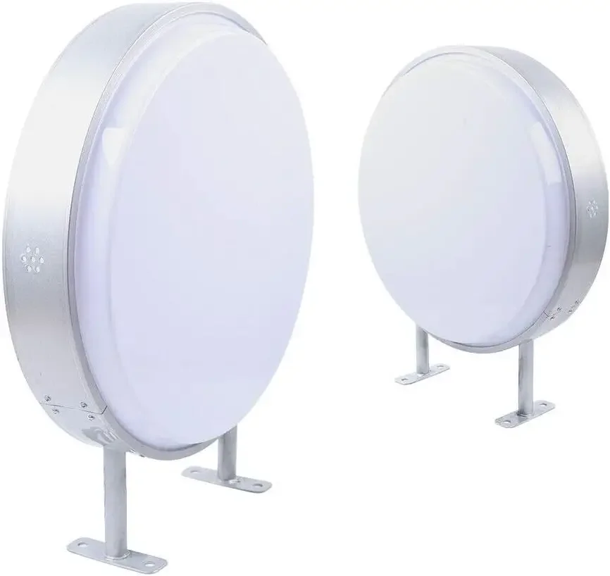 صندوق إضاءة دائري مزدوج الجوانب LED، إعلان ضوء مستدير 60 سم للمطاعم والمهلات الجاهزة والمحلات التجارية والشركات